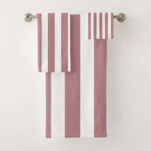 Nautical Dusty Pink & White Striped Bath Towel Set