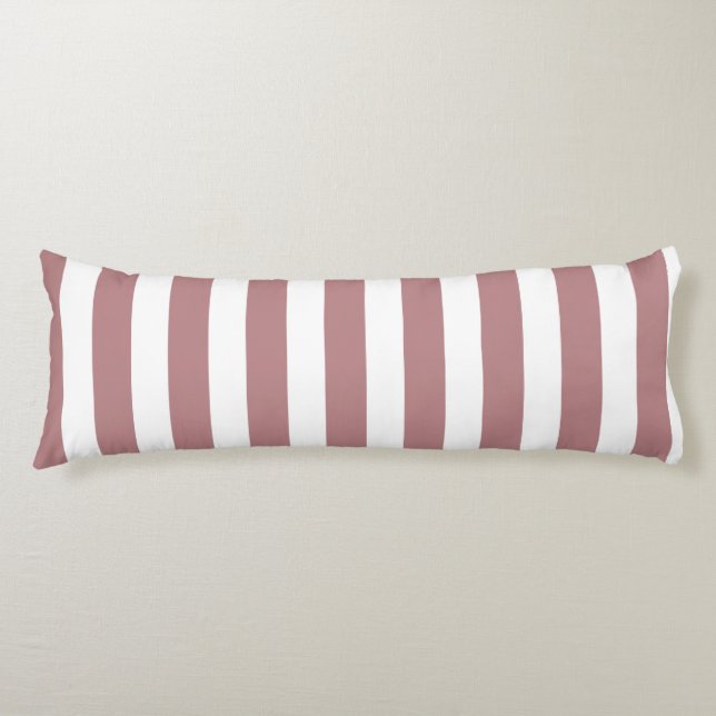 Nautical Dusty Pink & White Striped  Body Pillow (Front)