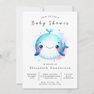 Nautical Editable Whale Baby Shower Invitation