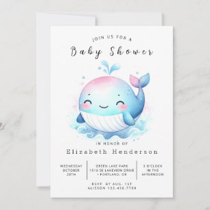Nautical Editable Whale Baby Shower Invitation