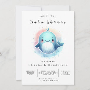 Nautical Editable Whale Baby Shower Invitation