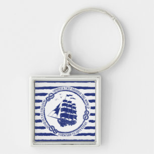 Nautical Emblem With Sailing Ship Keychain