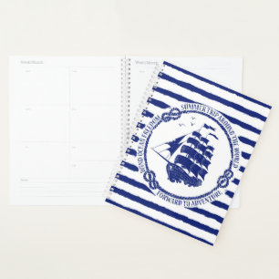 Nautical Emblem With Sailing Ship Planner