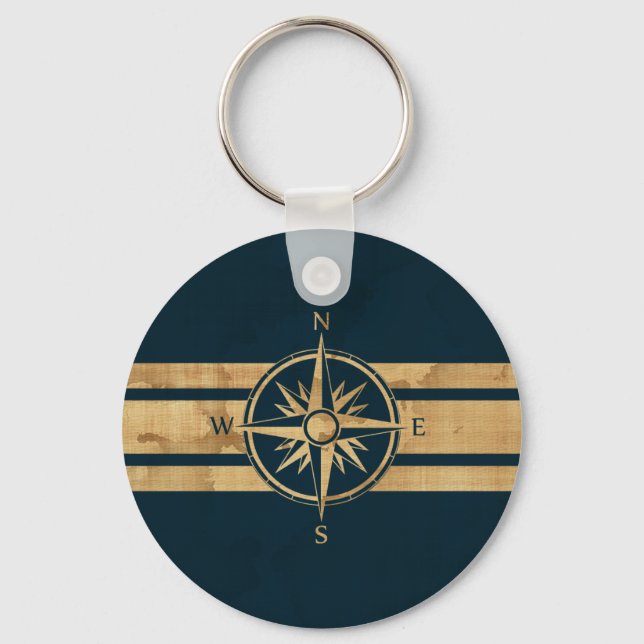 Nautical Explorer Compass Keychain (Front)