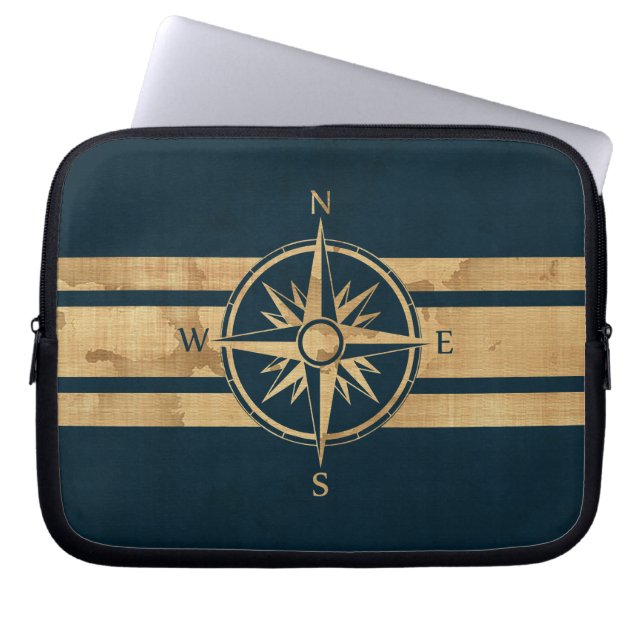 Nautical Explorer Compass Laptop Sleeve (Front)