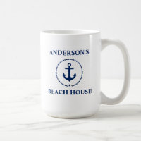 Nautical Family Name Beach House Blue Anchor Large