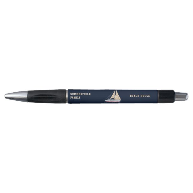 Nautical Family Vacation Seaside House Personalize Pen (Front)