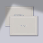 Nautical Faux Embossed Blue Modern Classic Wedding Thank You Card<br><div class="desc">An elegant, modern classic wedding invitation companion, the thank you card, with a nautical theme, featuring a faux embossed effect for a double frame in a navy blue shade over a textured ecru paper background. The navy blue colour of the text enhances the nautical theme with a discrete touch of...</div>
