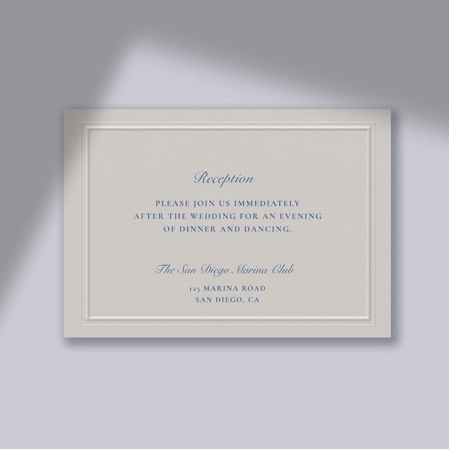 Nautical Faux Embossed Classic Reception Wedding Enclosure Card (wedding reception enclosure card traditional classic formal faux embossed nautical double frame)