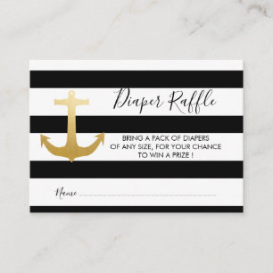 Nautical Faux Gold Foil Anchor   Diaper Raffle Enclosure Card