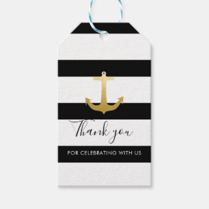 Nautical Faux Gold Foil Anchor Thank You Gift Tags