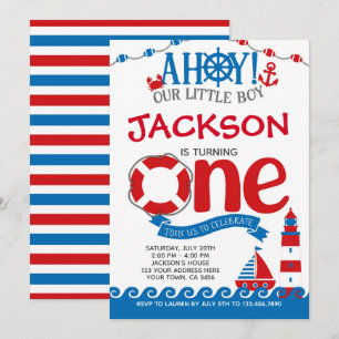 Nautical First Birthday Invitation