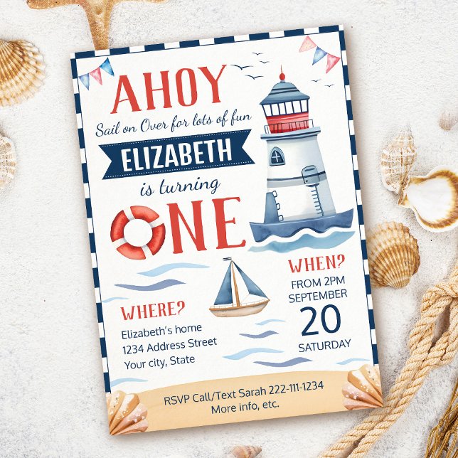 Nautical first birthday party invitation (Creator Uploaded)