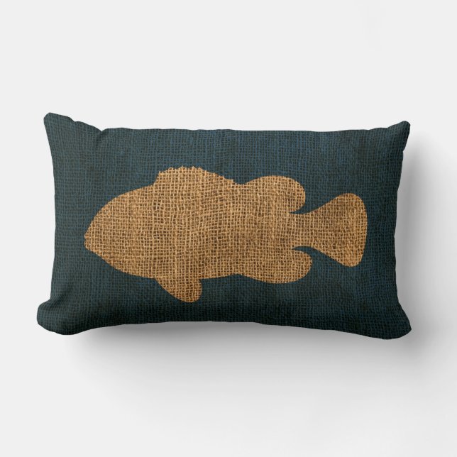 Nautical Fish Deep Sea Blue Lumbar Pillow (Front)
