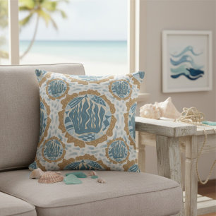 Nautical Fish Geometric Throw Pillow