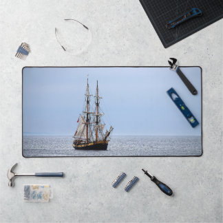 Nautical Fishing Boat Blue Skies Desk Mat