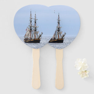 Nautical Fishing Boat Blue Skies Hand Fan