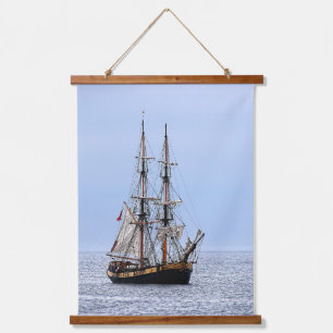 Nautical Fishing Boat Blue Skies Hanging Tapestry