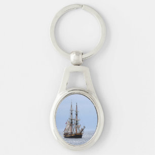 Nautical Fishing Boat Blue Skies Keychain