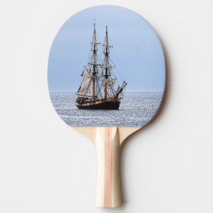 Nautical Fishing Boat Blue Skies Ping Pong Paddle