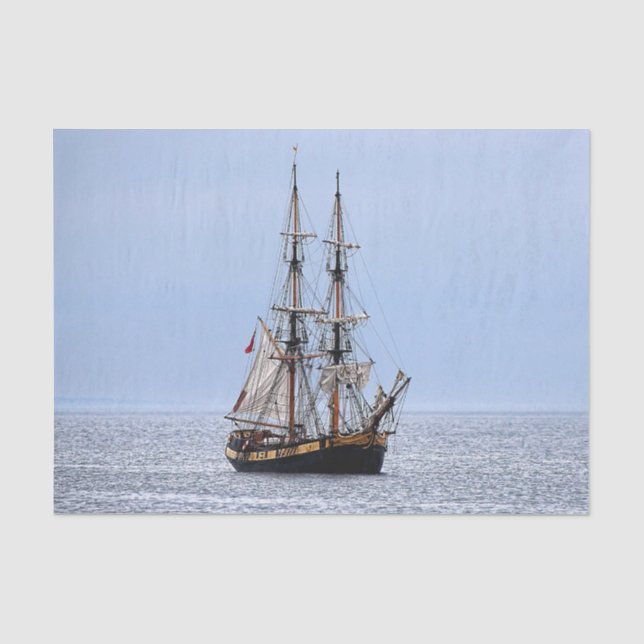 Nautical Fishing Boat Blue Skies Tissue Paper (Front)