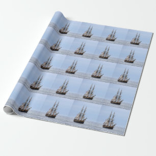 Nautical Fishing Boat Blue Skies Wrapping Paper