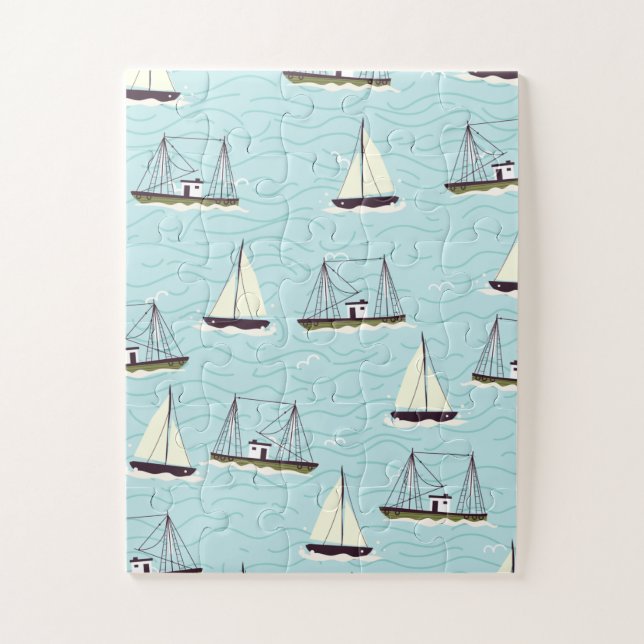 Nautical fishing pattern jigsaw puzzle (Vertical)
