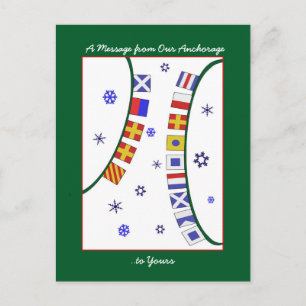 Nautical Flag Merry Christmas Postcard