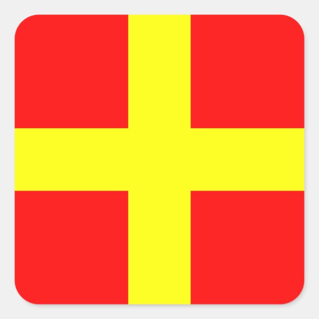 Nautical Flag Signal Letter R (Romeo) Square Sticker (Front)