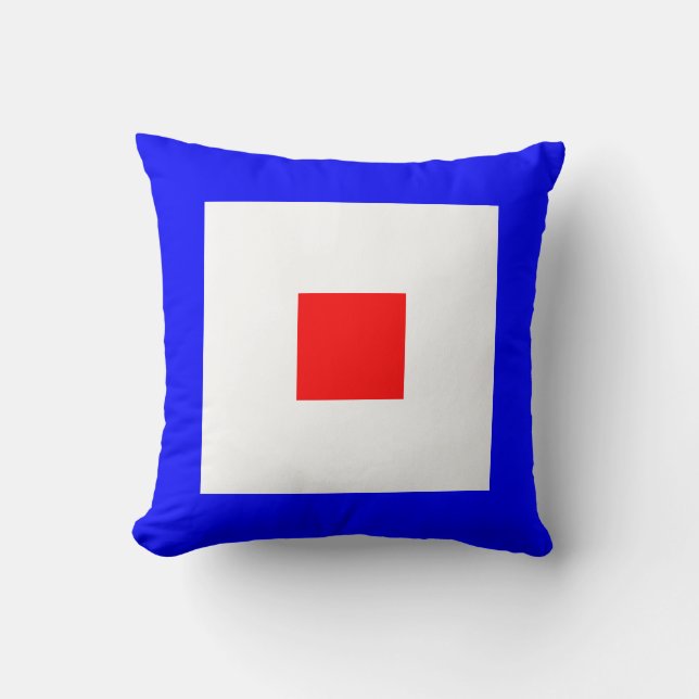 Nautical Flag Signal Letter W Whiskey Throw Pillow (Front)