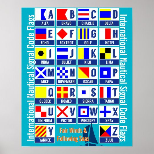 nautical flags alphabet poster zazzleca