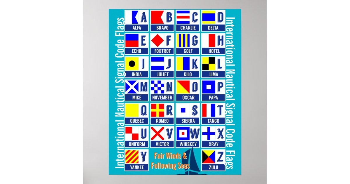 nautical flags alphabet poster zazzleca