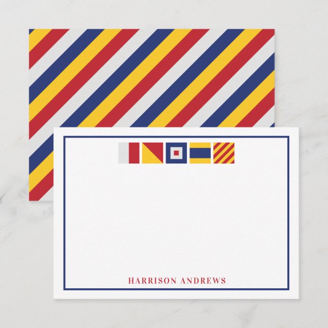 Nautical Flags Personalized Note Cards (Front/Back)