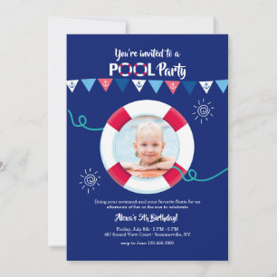 Nautical Flags with Life Preserver Photo Invite