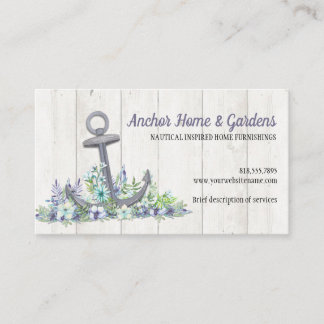 Nautical Floral Anchor Business Card