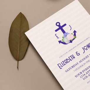Nautical Floral Stripes Rehearsal Dinner Invitation