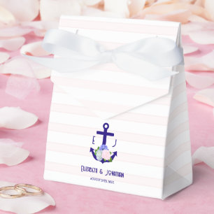 Nautical Floral Stripes Wedding Favor Box