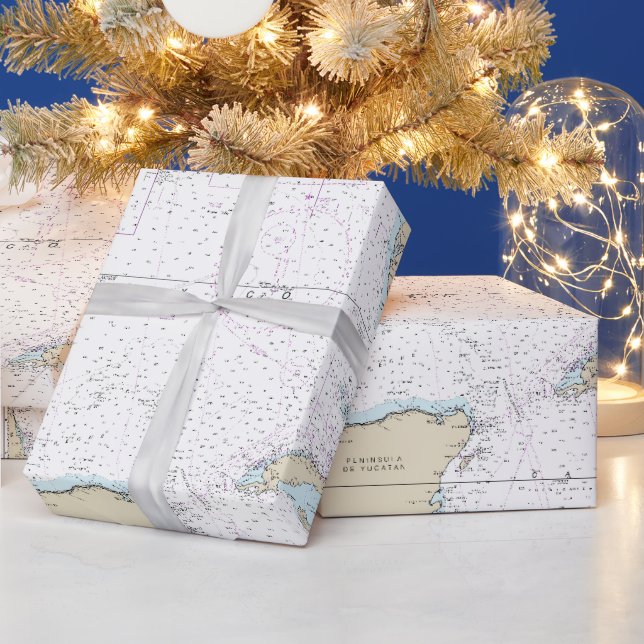 Nautical Florida Gulf of Mexico Mariner's Chart Wrapping Paper (Holidays)