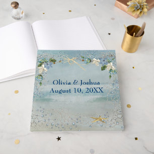 Nautical Flowers on Net Wedding Guest Book