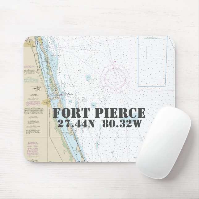 Nautical Fort Pierce Florida Latitude Longitude Mouse Pad (With Mouse)