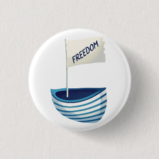 Nautical Freedom Boat 1 Inch Round Button