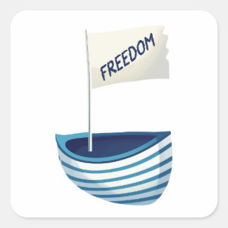 Nautical Freedom Boat Square Sticker