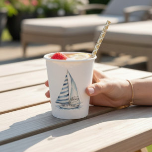 Nautical fun  "Nauti-Bouy" Sailboat baby shower Paper Cups