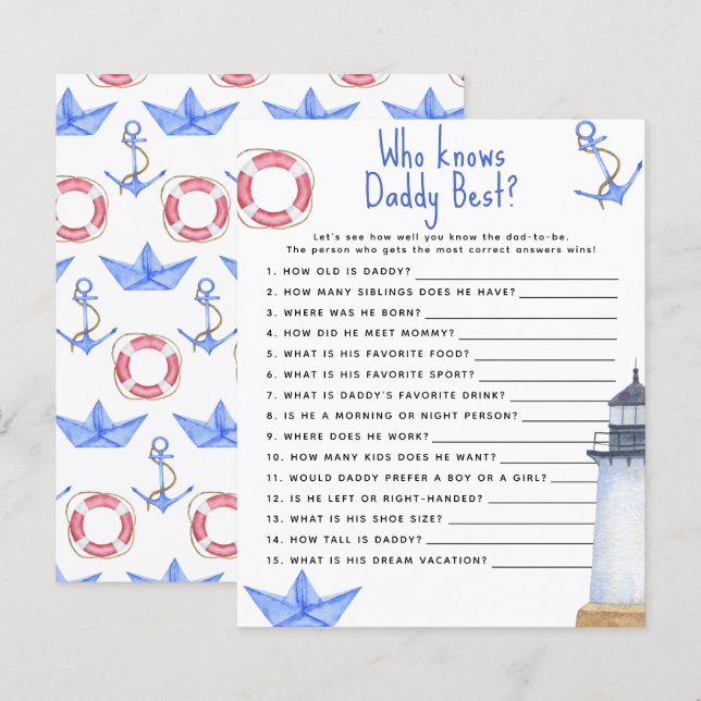 Nautical - Game Who knows daddy best (Front/Back)