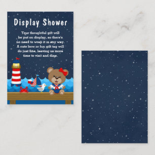 Nautical Girl Bear Red and Navy Display Shower Enclosure Card