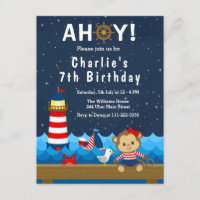 Nautical Girl Monkey Red and Navy Birthday Party