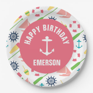 Nautical Girl Personalized Happy Birthday Plate