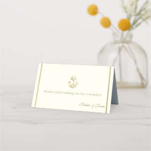 Nautical Gold Anchor Ivory Seating Place Card