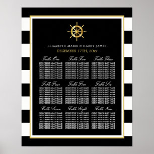 Nautical Gold Wheel, Black & Gold Seating Chart