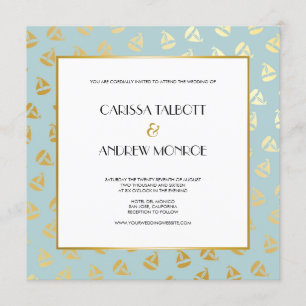 Nautical Golden Sailboat Pattern Invitation
